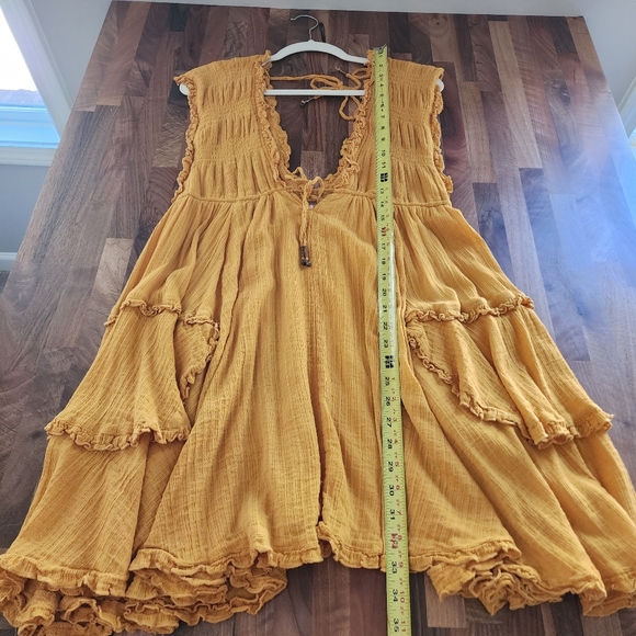 Free People Antoniette Boho Mini Dress in Marigold Glow Size Large - Picture 11 of 12